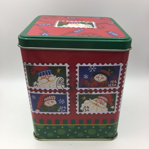 Santa's Workbench Square Canister Holiday Kitchen Decor Cookies Candy Jar 5.25" - Picture 2 of 11